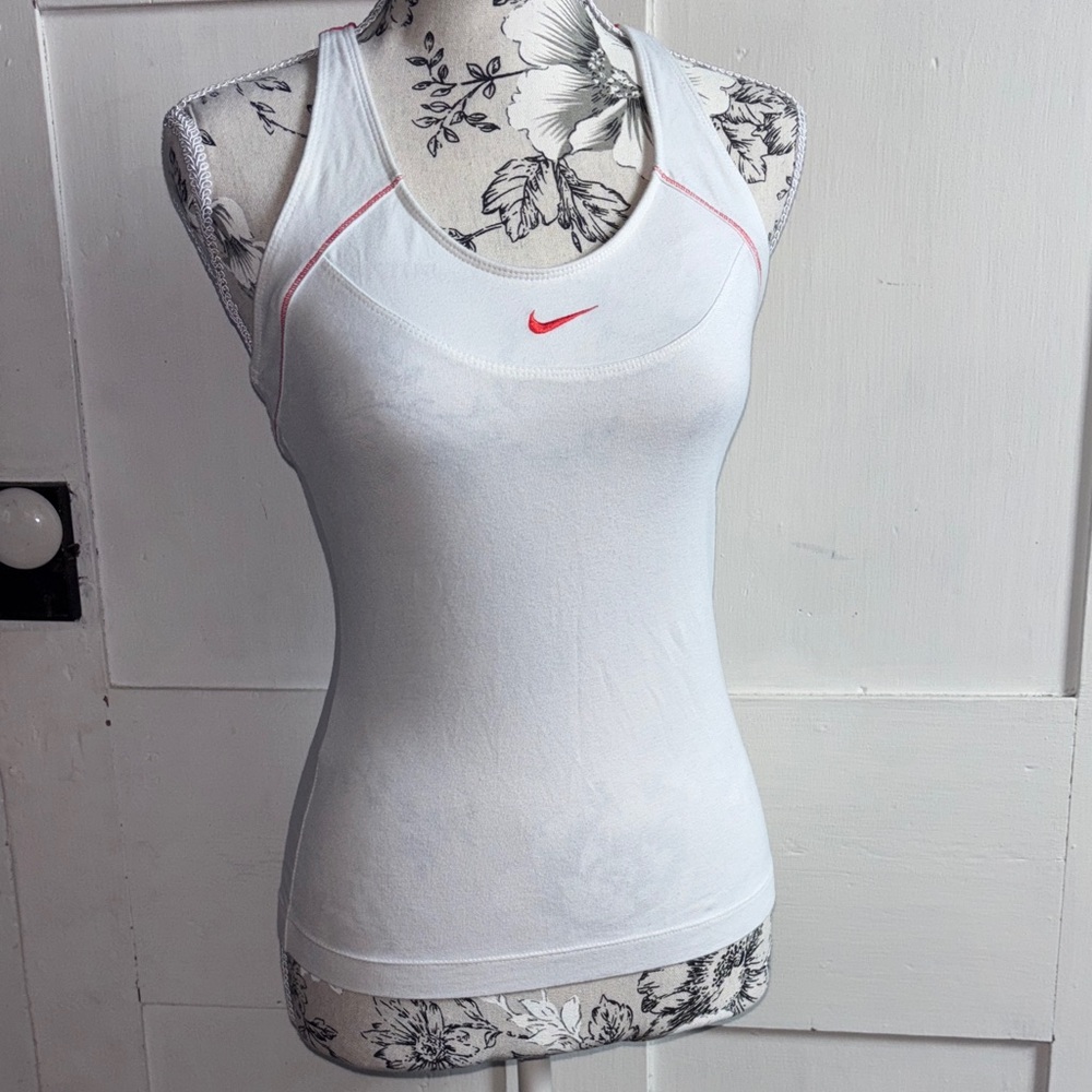 Nike White Tank Top with Red Accents